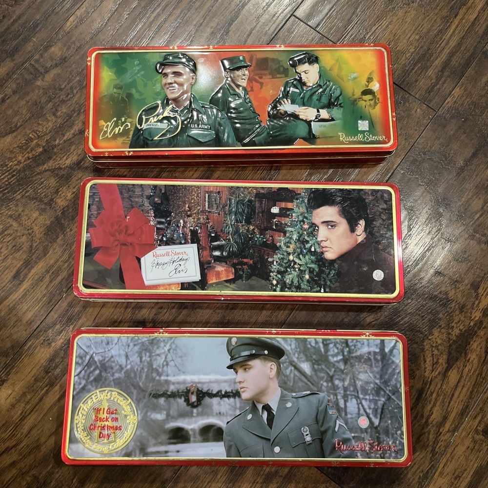Set of 3 Elvis Presley Russell Stover Holiday Collectible Tins‎ Empty 00 01 03